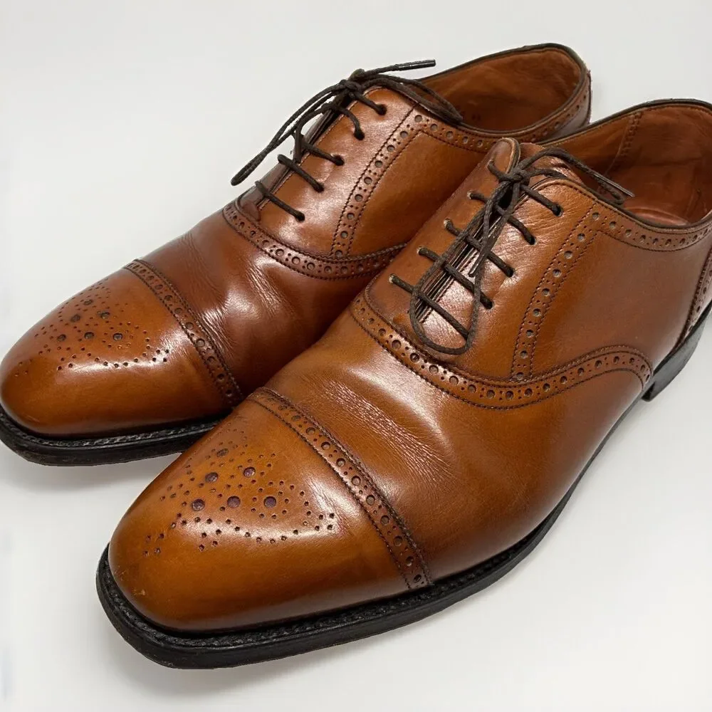Barker tan leather derby brogue lace up shoes mens size 9.5 made in England